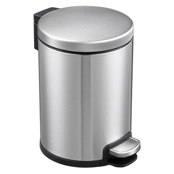 Dolphy Stainless Steel Pedal Bin Round 3L Matte Silver | Mega Office Supplies