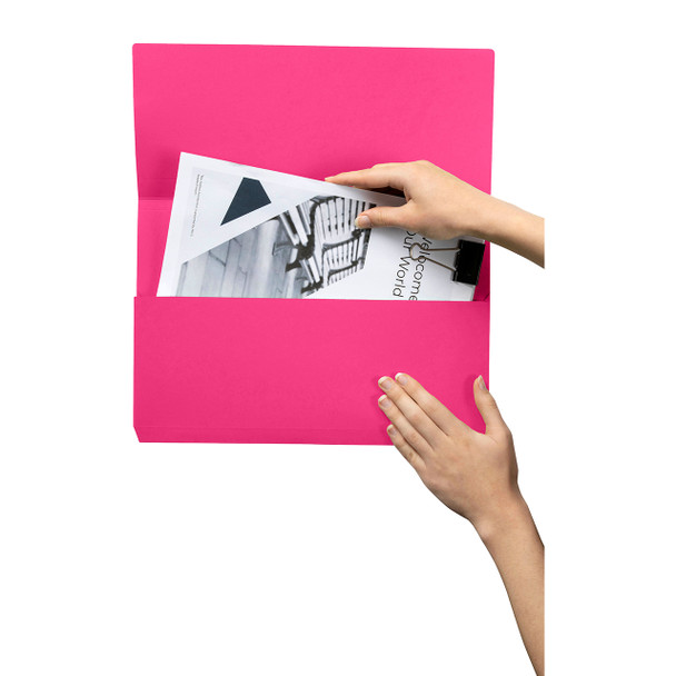Marbig Foolscap Slimpick Document Wallet Pink Box of 50