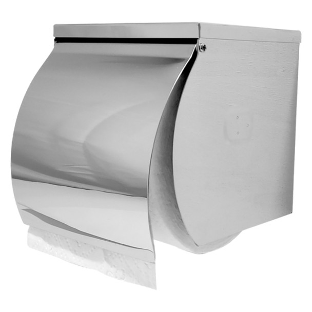 Dolphy Toilet Roll Holder with Shelf Silver Stainless Steel Single | Mega Office Supplies