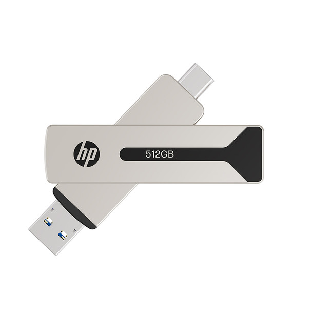 911 Pro SSD USB 3.2 Type A+C Flash Drive Pearl Nickel 512GB HP