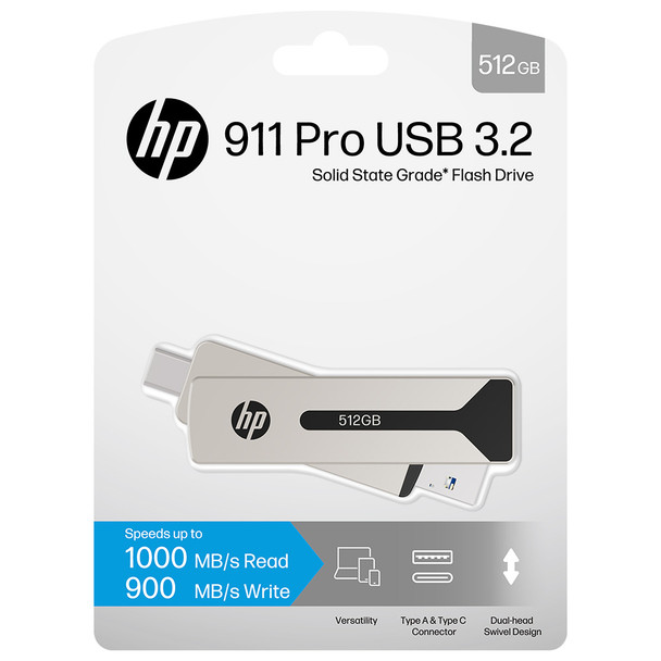 512GB Type A+C Flash Drive Pearl Nickel HP 911 Pro SSD USB 3.2