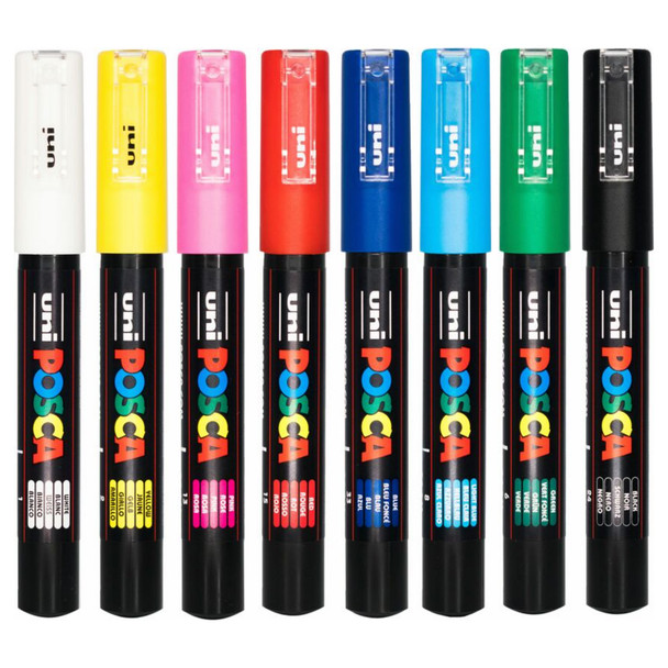 Posca Extra Fine Tip Assorted Wallet 8 PC-1M Paint Marker Pen | Mega Office Supplies