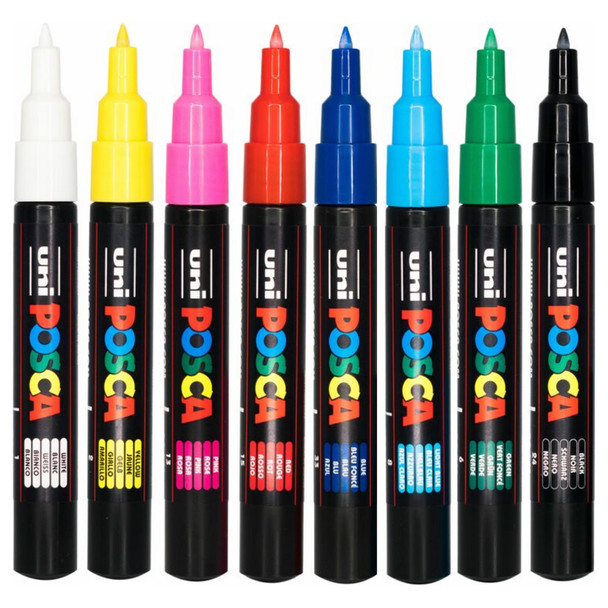 Posca PC-1M Paint Marker Pen Extra Fine Assorted Bullet Wallet of 8