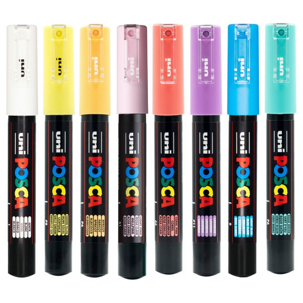 Posca Extra Fine Tip Pastel Assorted Wallet 8 PC-1M Paint Marker Pen | Mega Office Supplies