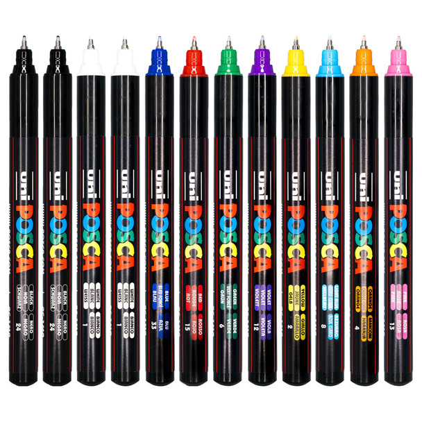 Posca PC-1MR Paint Marker Pen Assorted Bullet Ultra Fine Set of 12