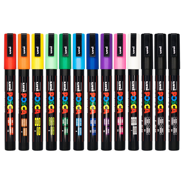Posca PC-3M Paint Marker Pen Fine Bullet Tip Assorted Set 12 | Mega Office Supplies