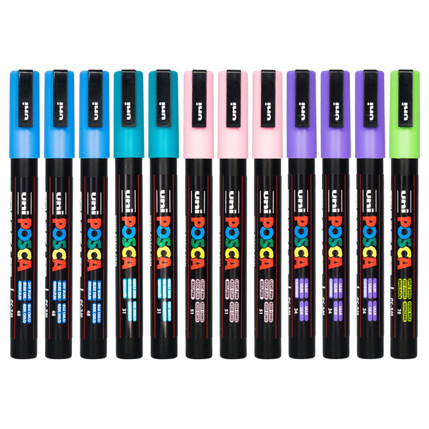 Posca PC-3M Paint Marker Pen Bullet Fine Assorted Set of 12