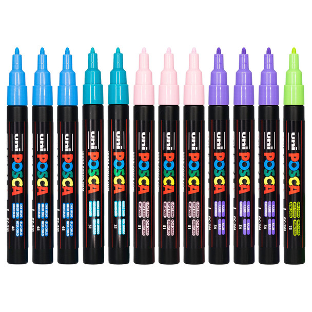 Posca PC-3M Paint Marker Pen Assorted Bullet Fine Set of 12