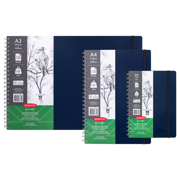 Derwent Academy A4 Portrait 120 Page Navy Visual Art Diary - Pack of 10 | Mega Office Supplies