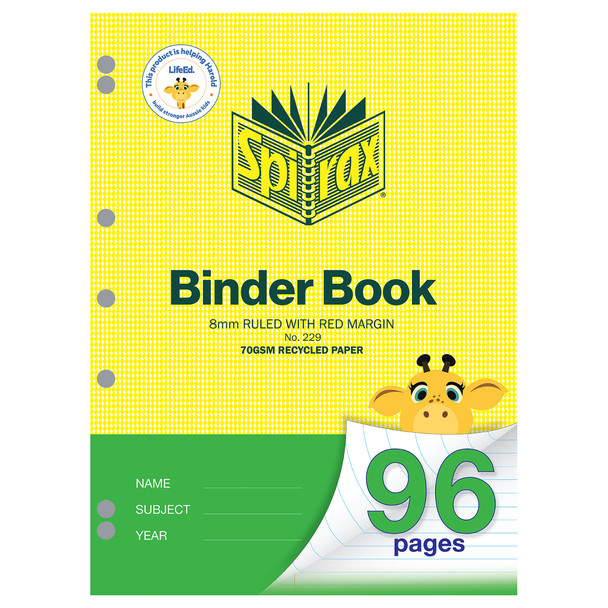 Spirax 229 Recycled Binder Book A4 96 Page 8mm Ruled Pack of 10
