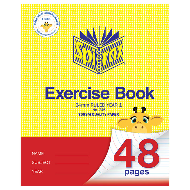 Spirax 246 Exercise Book 225 x 175mm 48 Page Year 1 Pack of 20
