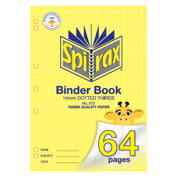Spirax 973 Binder Book A4 64 Page 14mm Dotted Thirds Pack of 20