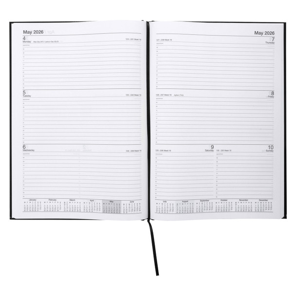 Casebound Diary A4 Week To View Black Cumberland 2026