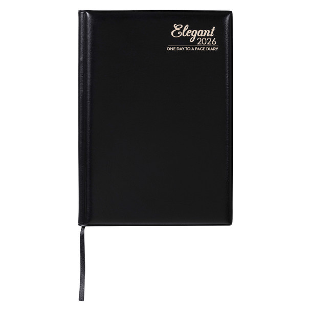 Elegant 2026 PVC Diary A5 Day To A Page Black