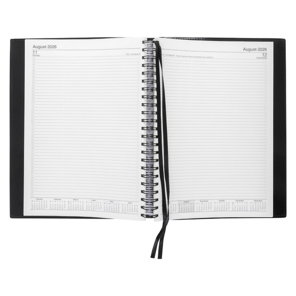 PVC Spiral Diary A4 Day To A Page Black Norwich 2026