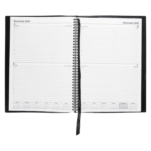 PVC Spiral Diary A4 2 Days To A Page Black Norwich 2026