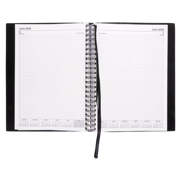 Unbranded PVC Spiral Diary A4 Day To A Page Black Norwich 2026