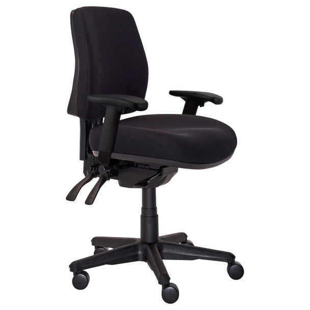 Buro Roma 3 Lever Mid Back with Seat Slide with Arms Black | Mega Office Supplies