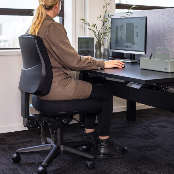 Buro Black Roma 3 Lever Mid Back with Seat Slide with Arms | Mega Office Supplies