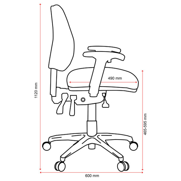 Buro Roma 3 Lever Mid Back with Seat Slide with Arms Green | Mega Office Supplies