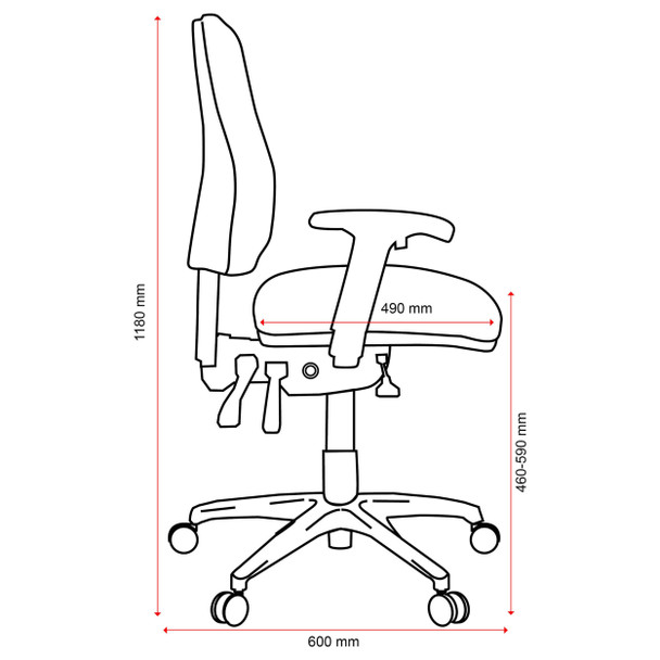 Buro Roma 3 Lever High Back with Seat Slide with Arms Navy | Mega Office Supplies