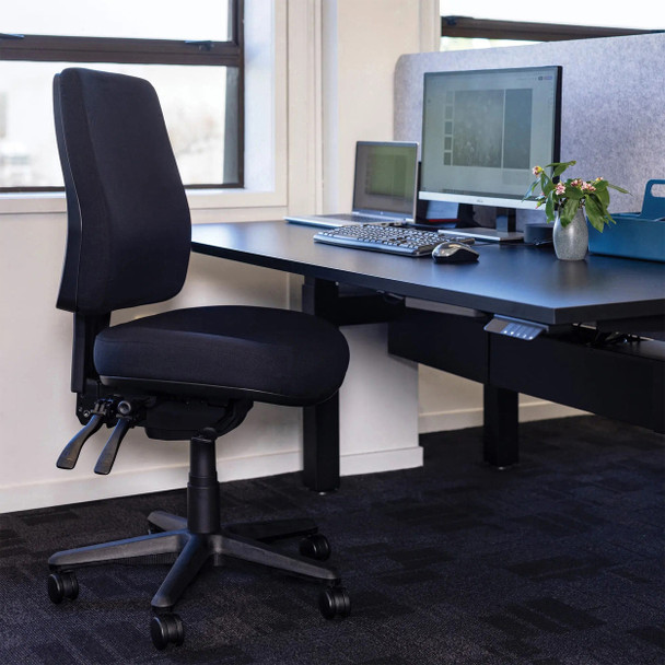 Buro 3 Lever High Back with Seat Slide with Arms Charcoal Roma | Mega Office Supplies