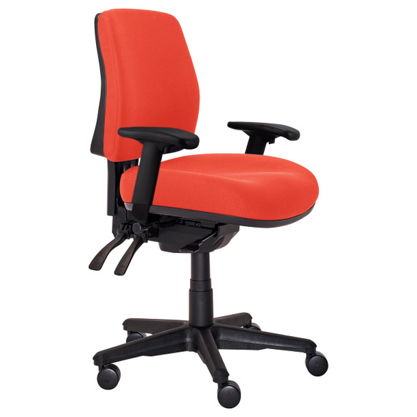 Buro Roma 3 Lever Mid Back with Seat Slide with Arms Red | Mega Office Supplies