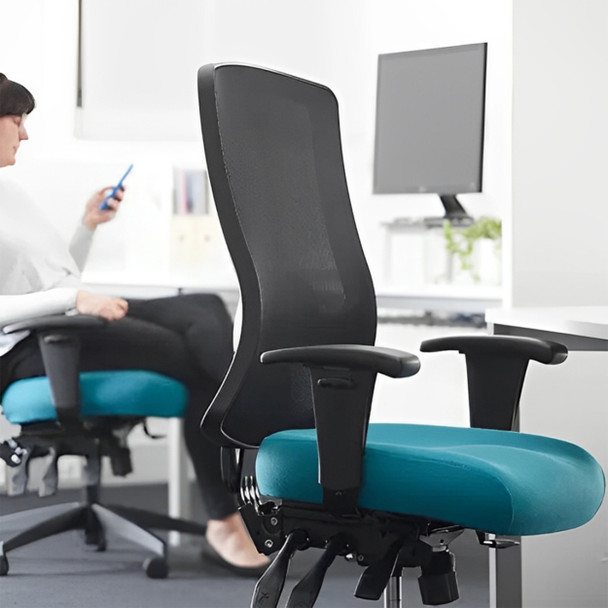 Buro Chair with Arms Teal Tidal Mesh High Back | Mega Office Supplies