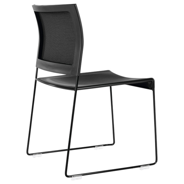 Buro Sled Base Mesh Back Chair Black Powdercoat Frame without Arms Black Maxim | Mega Office Supplies