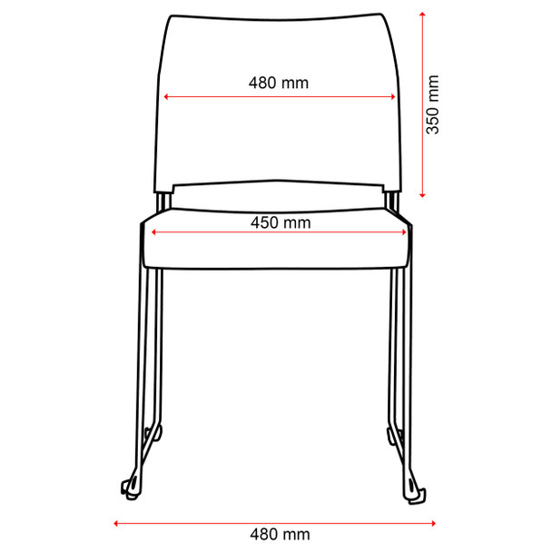 Buro Chair Black Powdercoat Frame without Arms Black Maxim Sled Base Mesh Back | Mega Office Supplies