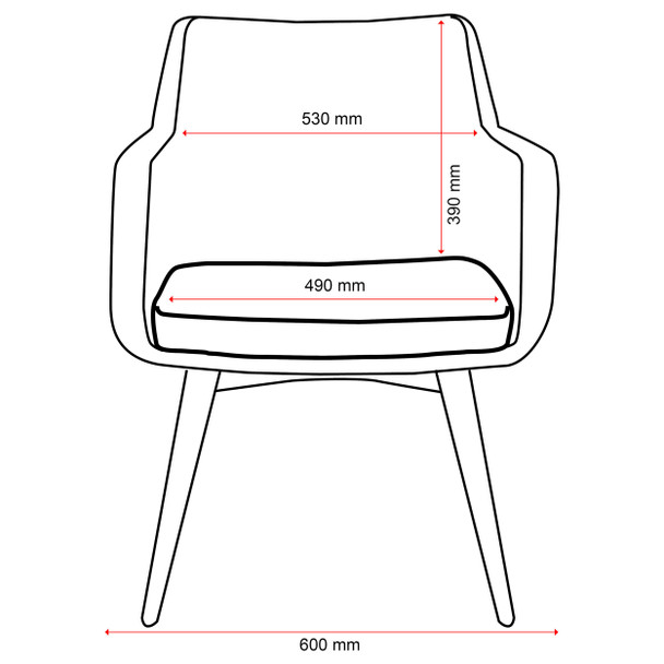 Konfurb Keylargo Ash Hady Chair Everyday 4-Leg Wood Base