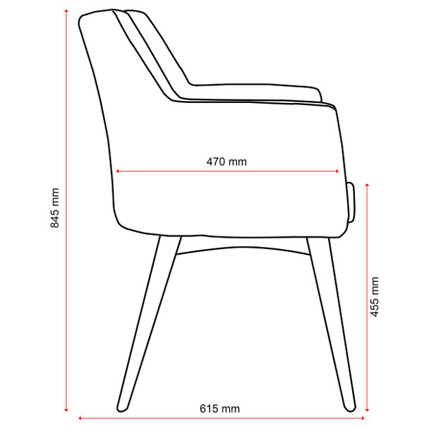 Konfurb Keylargo Ash Hady Chair Everyday Model Black Powdercoated Sled Base | Mega Office Supplies