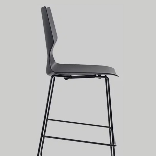 Konfurb Everyday Model High Back Black Powdercoated Sled Base Black Fly Barstool | Mega Office Supplies