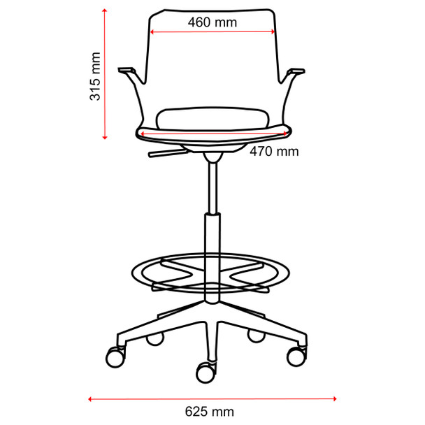 Konfurb Chair Everyday Model Black Base with Arms Grey Harmony Drafting | Mega Office Supplies