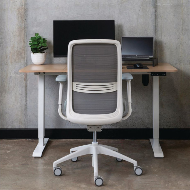 Konfurb White Luna Chair Everyday Model Mesh Back with Arms | Mega Office Supplies