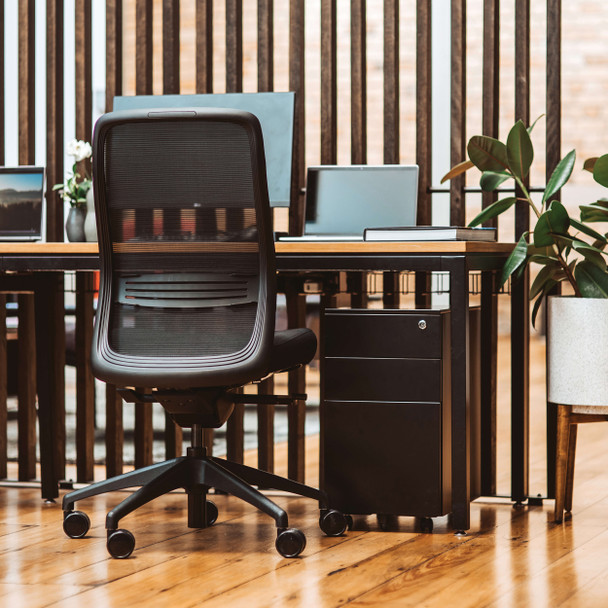 Konfurb Mesh Back with Arms Black Luna Chair Everyday Model | Mega Office Supplies