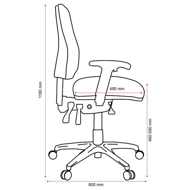 Buro High Back with Seat Slide without Arms SafeTex Rust Roma 3 Lever | Mega Office Supplies