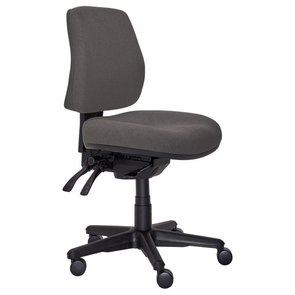 Buro Roma 3 Lever Mid Back with Seat Slide without Arms SafeTex Charcoal | Mega Office Supplies