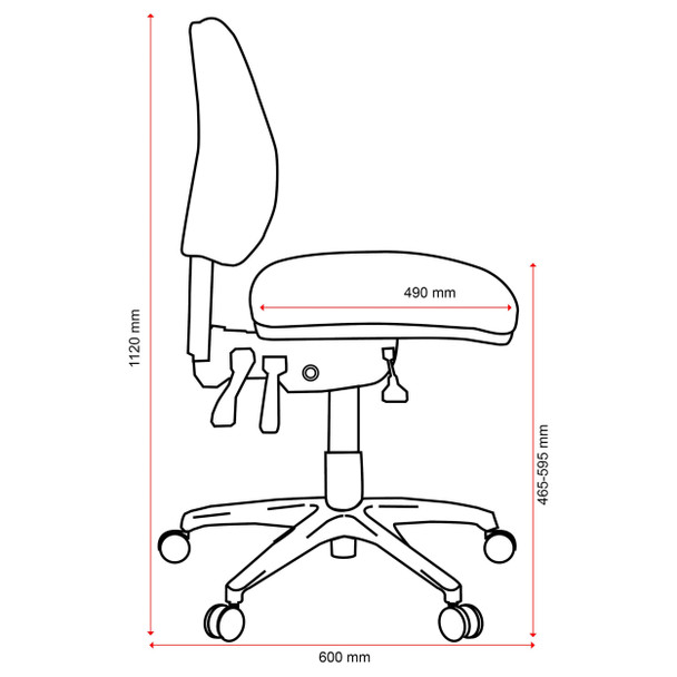 Buro Mid Back with Seat Slide without Arms SafeTex Charcoal Roma 3 Lever | Mega Office Supplies