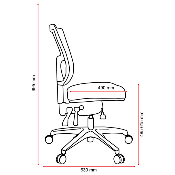 Buro SafeTex Charcoal Metro II 24/7 Mesh Mid Back with Seat Slide Nylon Base without Arms | Mega Office Supplies