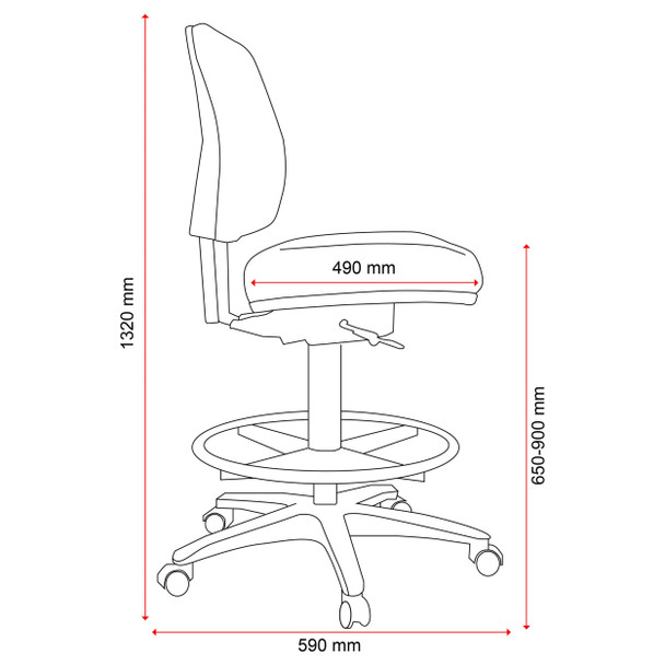Buro Black Roma Drafting Chair 1 Lever Mid Back | Mega Office Supplies