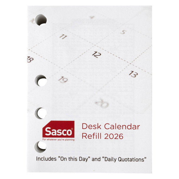 Sasco 2026 Calendar Refill 102 x 76mm Side Opening
