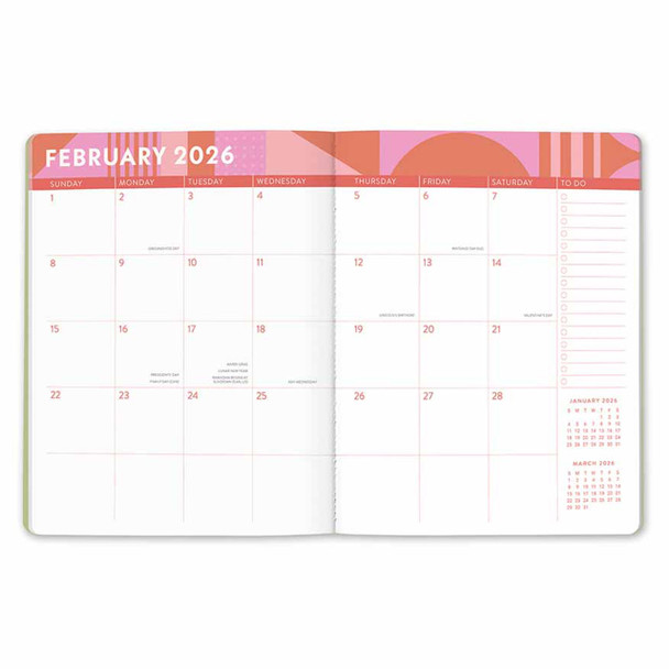 Orange Circle 2026 Diary Colour Block 191 x 248mm Month To View