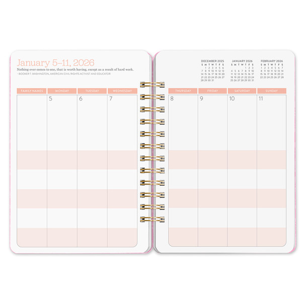 Orange Circle Diary Bella Flora 146 x 210mm Week To A View 2026