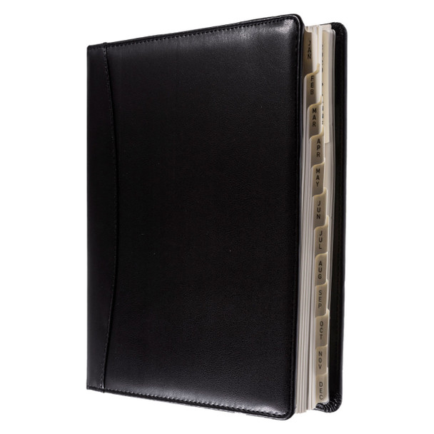 Debden Elite Desk Diary 2026 Executive Quarto Black with premium PU cover Side View