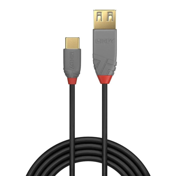 USB 2.0 Type C to A Adapter Cable Anthra Line Lindy 0.15m