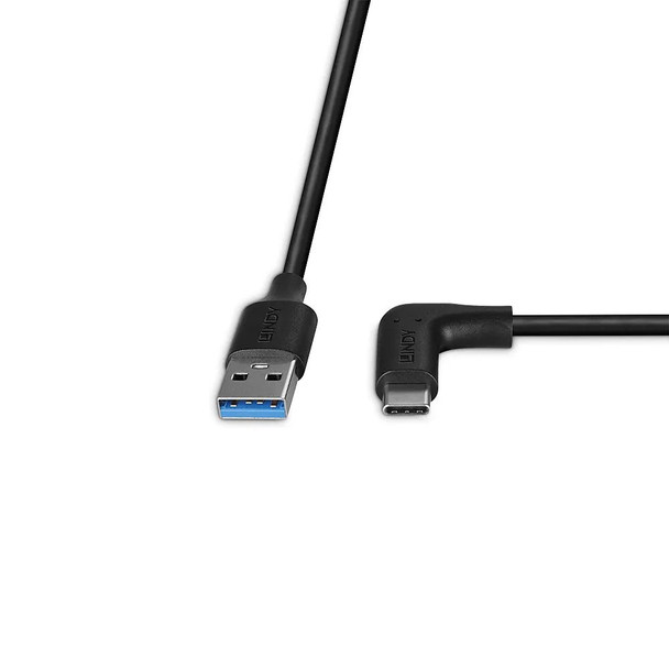 USB 3.2 A to C Cable 90 Degree 10Gbps Lindy 0.5m