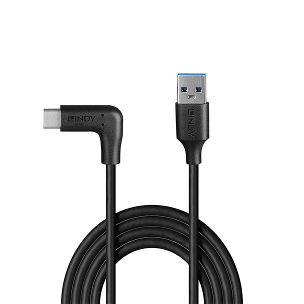 0.5m USB 3.2 A to C Cable 90 Degree 10Gbps Lindy