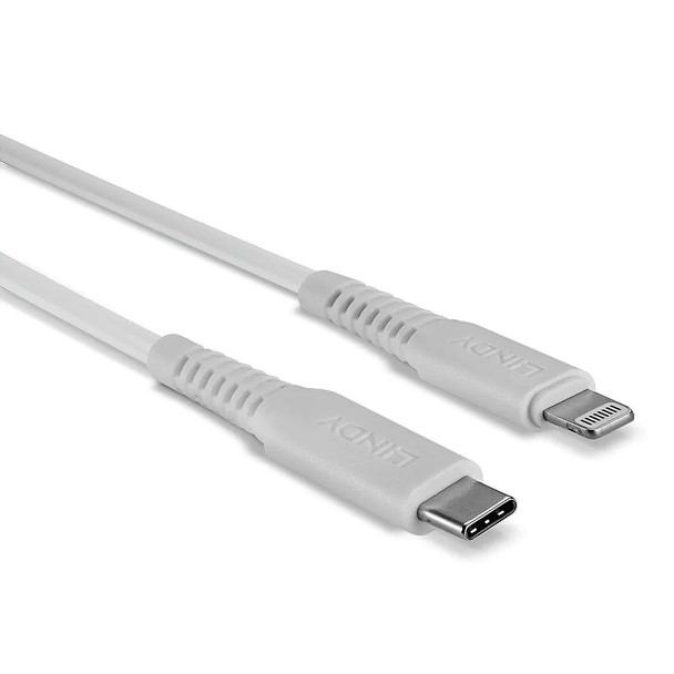 USB Type C to Lightning Cable White Lindy 0.5m