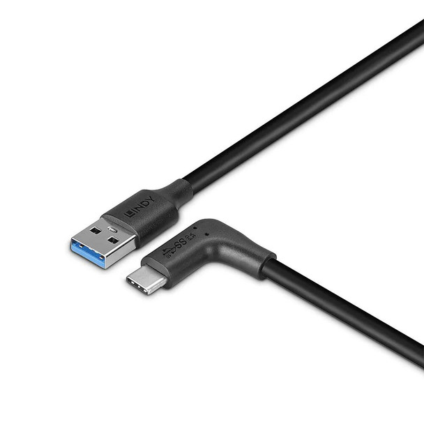 USB 3.2 A to C Cable 10Gbps Lindy 90 Degree 1m